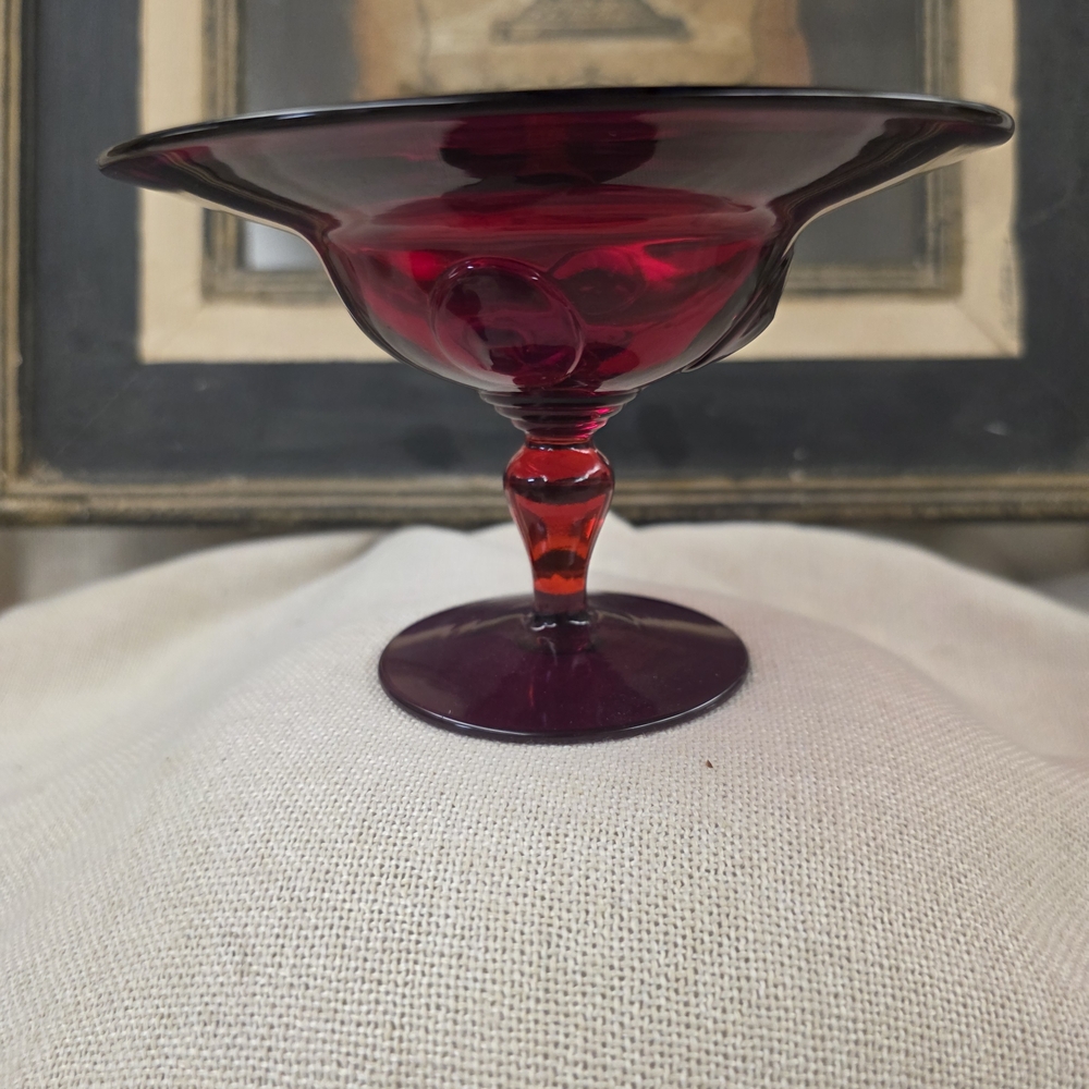 Elegant Red Glass Compote